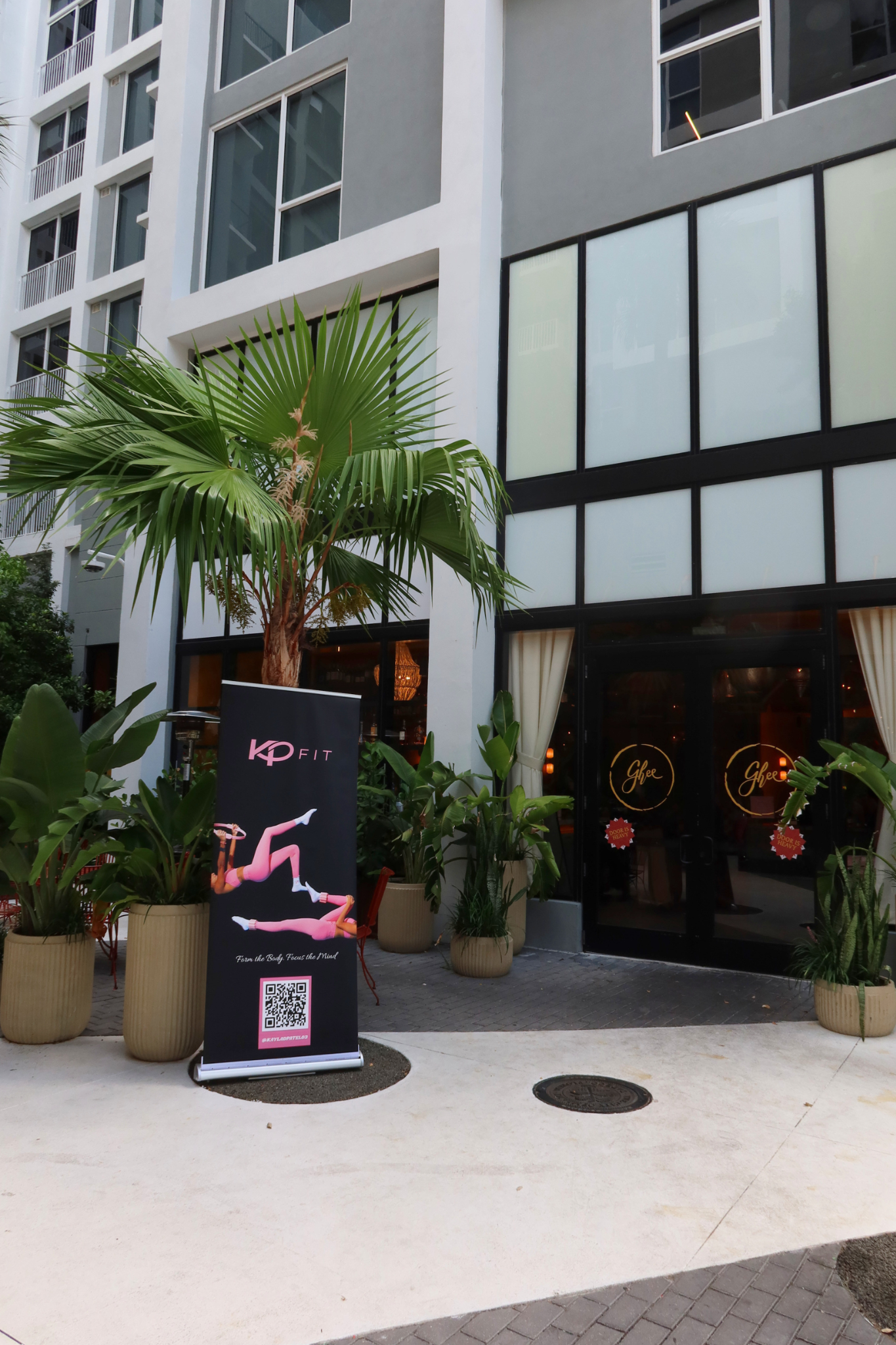 KPFIT event banner outside a private-event venue